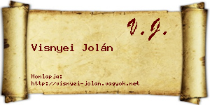 Visnyei Jolán névjegykártya